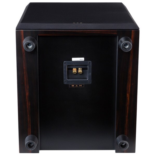 Level Three Powered Subwoofer - bottom - Macassar Ebony - cable terminals